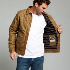 FLINT AND TINDER FLANNEL LINED WAXED TRUCKER JACKET